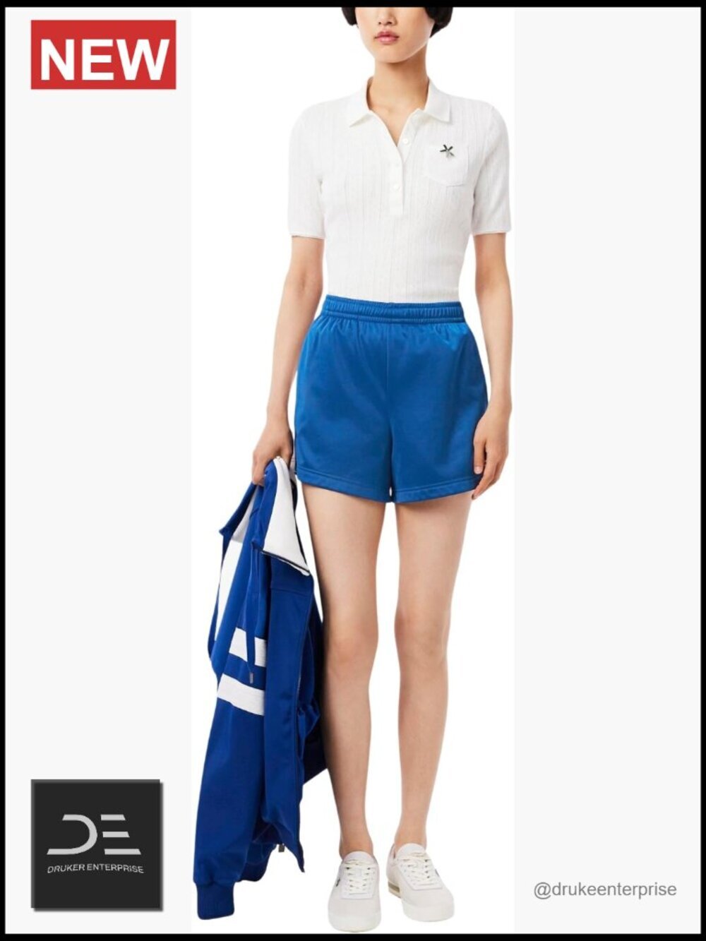 Women's Pique Cotton Blend Shorts with Pointelle Mesh Side Tape